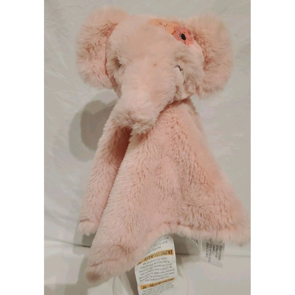 Parents Choice Lovey Pink Elephant‎ Security Blanket Plush Baby Toy Satin Flower